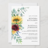 Invitation Tournesols rustiques et Mariage Floral Rose (Devant)