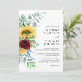 Invitation Tournesols rustiques et Mariage Floral Rose (Debout devant)
