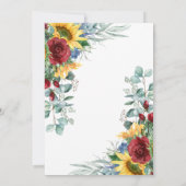 Invitation Tournesols rustiques et Mariage Floral Rose (Dos)