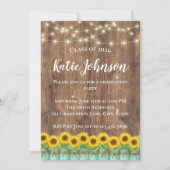 Invitation Tournesols Rustiques et Pot de Fleurs en Verre Ble (Devant)