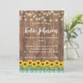 Invitation Tournesols Rustiques et Pot de Fleurs en Verre Ble (Debout devant)