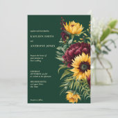 Invitation Tournesols rustiques et verts mariages de automne  (Debout devant)