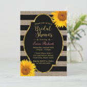 Invitation Tournesols rustiques Fête des mariées de rayures d (Debout devant)