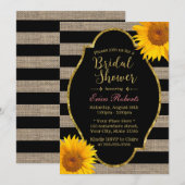 Invitation Tournesols rustiques Fête des mariées de rayures d (Devant / Derrière)