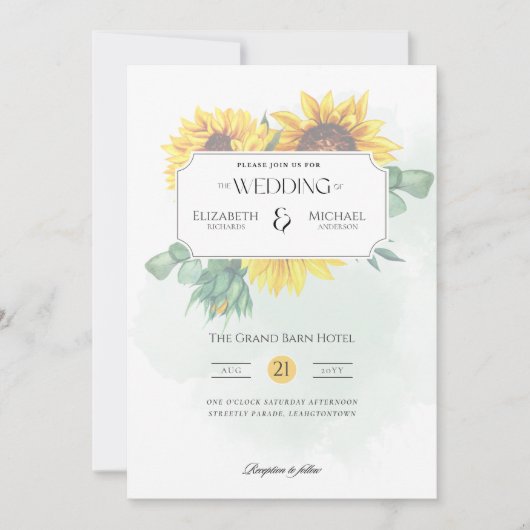 Invitation Tournesols rustiques Impression ou Mariage numériq (Devant)