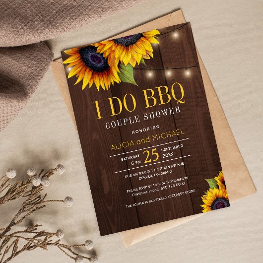 Invitation Tournesols rustiques Je fais barbecue mariage douc