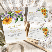 Invitation Tournesols rustiques & Lavander Enregistrer la dat