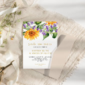 Invitation Tournesols rustiques & Lavander Enregistrer la dat