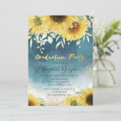 Invitation Tournesols rustiques, Lumières Feuilles Graduation (Debout devant)