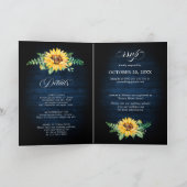Invitation Tournesols rustiques Mariage bleu marine (Intérieur)