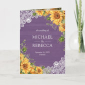 Invitation Tournesols rustiques Mariage Code QR Bois Lavande (Devant)