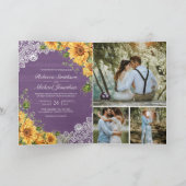 Invitation Tournesols rustiques Mariage Code QR Bois Lavande (Intérieur)