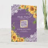 Invitation Tournesols rustiques Mariage Code QR Bois Lavande (Dos)