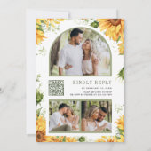Invitation Tournesols rustiques Mariage Code QR Pot Mason (Dos)