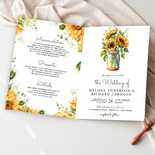 Invitation Tournesols rustiques Mariage Code QR Pot Mason