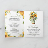 Invitation Tournesols rustiques Mariage Code QR Pot Mason (Intérieur)