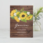 Invitation Tournesols Rustiques Mariage Couples Douche (Debout devant)