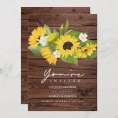 Invitation Tournesols Rustiques Mariage Couples Douche (Devant / Derrière)