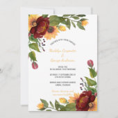 Invitation Tournesols rustiques Mariage floral bordeaux et ja (Devant)
