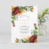 Invitation Tournesols rustiques Mariage floral bordeaux et ja (Debout devant)