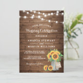 Invitation Tournesols rustiques Mason Jar String Mariage (Debout devant)