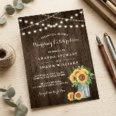 Invitation Tournesols rustiques Mason Jar String Mariage