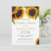 Invitation Tournesols rustiques or élégant couple douche (Debout devant)