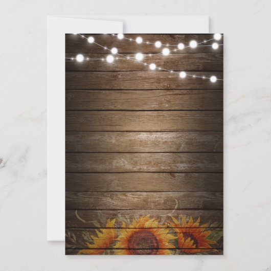 Invitation Tournesols rustiques subtils (Dos)