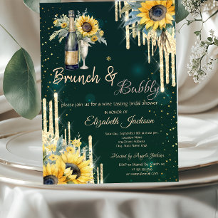 Invitation Tournesols Verre Gouttes Brunch & Bubbly