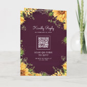 Invitation Tournesols Violet Pourpre Pot en Grès Code QR Mari (Dos)