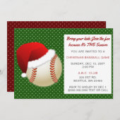 Invitation Tournoi de baseball de Noël rouge et vert (Devant / Derrière)