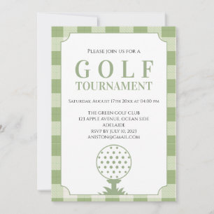 Invitation Tournoi de golf à carreaux vert sauge