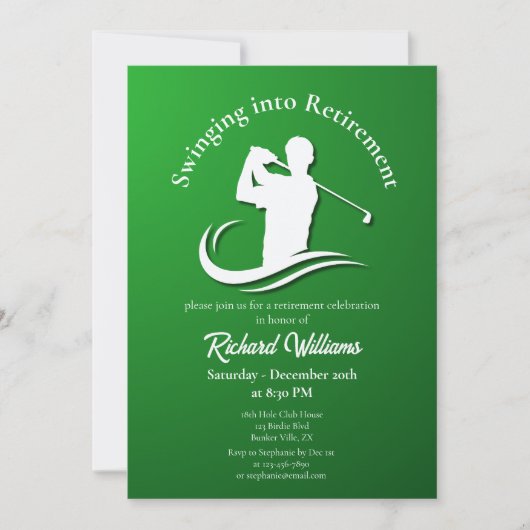 Invitation Tournoi de golf moderne de se mettre en retraite (Devant)