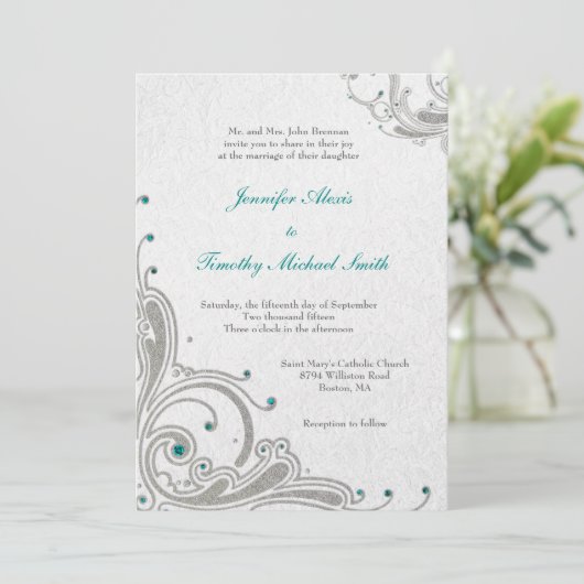 Invitation Tournoi de parties scintillant d'argent + invitati (Debout devant)