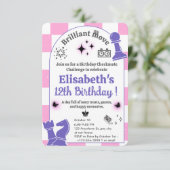 Invitation Tournoi D'Échecs Anniversaire Fête Pour Filles Thè (Debout devant)