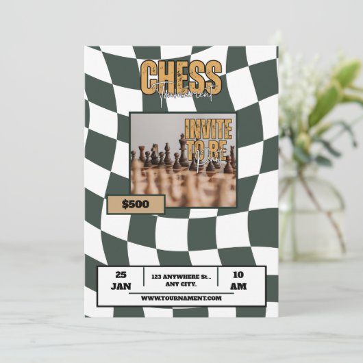Invitation tournoi d'échecs scolaire événement universitaire (Debout devant)