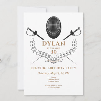Invitation Tournoi d'escrime Fleuret Épée Sabre Fête d'annive