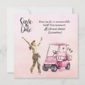 Invitation Tournoi féminin de golf Thème rose (Devant)