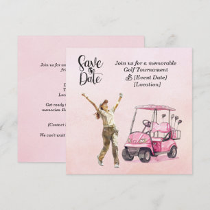 Invitation Tournoi féminin de golf Thème rose