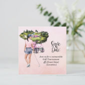 Invitation Tournoi féminin de golf Thème rose (Debout devant)