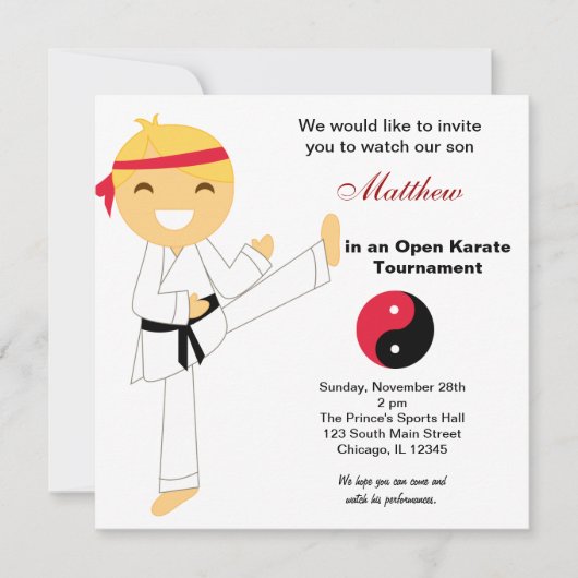Invitation Tournoi Karate Kids (Devant)