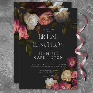 Invitation Tournoi noir bordeaux & crème Peonies noir Bridal