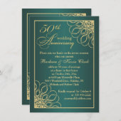 Invitation Tournoyants dorés 50e anniversaire de mariage (Devant / Derrière)