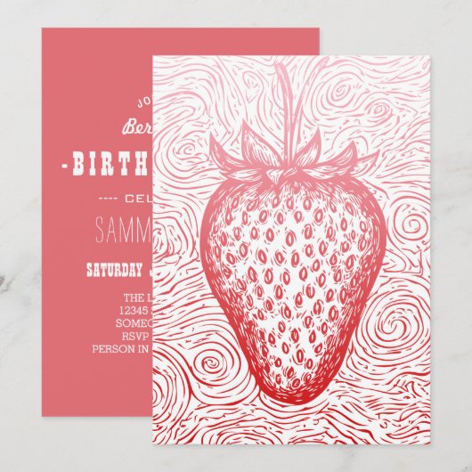 Invitation tournures de fraise (Devant / Derrière)