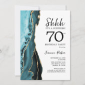 Invitation Tourquoise Agate Or blanc Surprise 70e anniversair (Devant)