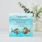 Invitation Tourquoise Poisson Tropical Joyeux Jamais Après Ma (Debout devant)