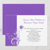 Invitation Tourréception aux tourbillons floraux blancs et vi (Devant / Derrière)