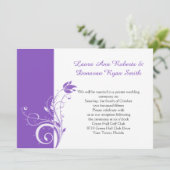 Invitation Tourréception aux tourbillons floraux blancs et vi (Debout devant)