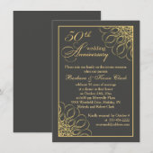 Invitation Tours dorés 50e anniversaire de mariage (Devant / Derrière)