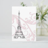 Invitation Tours Eiffel et parchemins roses (Debout devant)